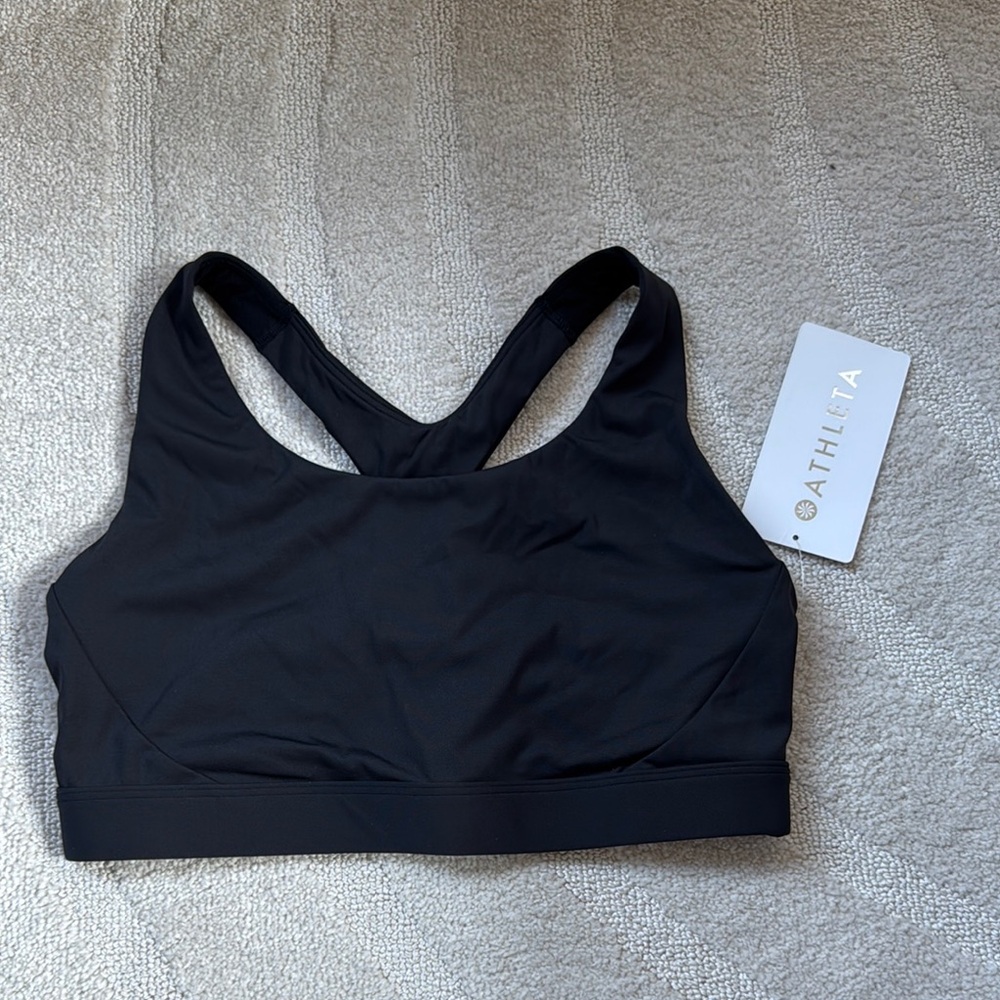 Athleta Black Racerback Sports Bra Moisture-Wicking